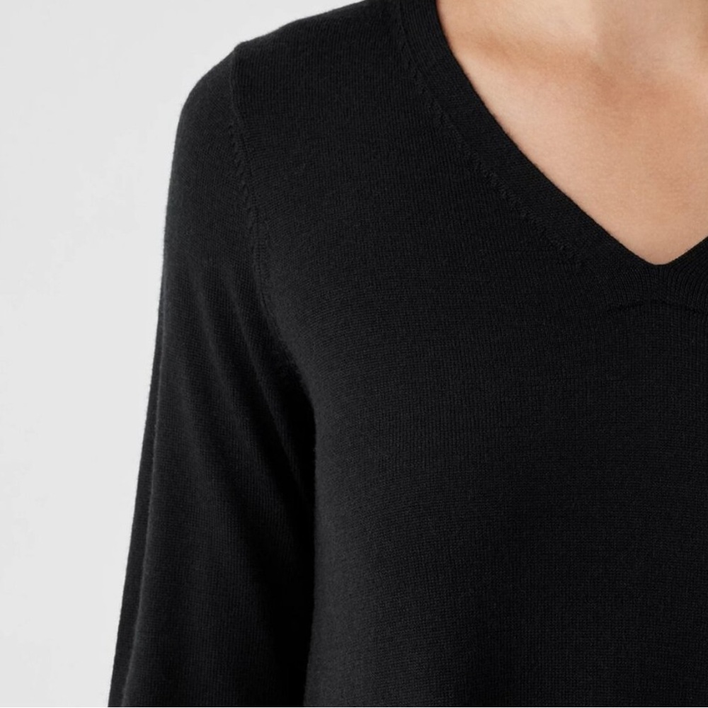 Eileen Fisher Women's 100% Superfine Merino Wool V-Neck Tunic - Picture 4 of 14